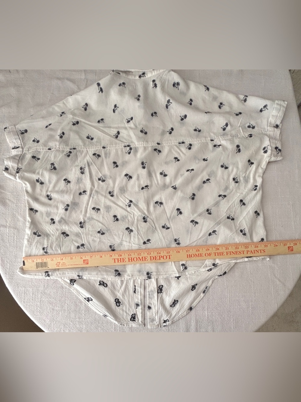 Madewell White Blouse with Black Palm Tree Pattern & Tie Front ~ Women’s Large - Picture 10 of 13